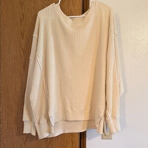 American Eagle Outfitters Cream Waffle Knit Sweater